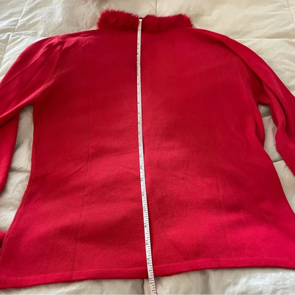 Luxurious SILK Blend Zip Up Cardigan with Plush Fur Collar - Quiet Luxe Small - Picture 7 of 11